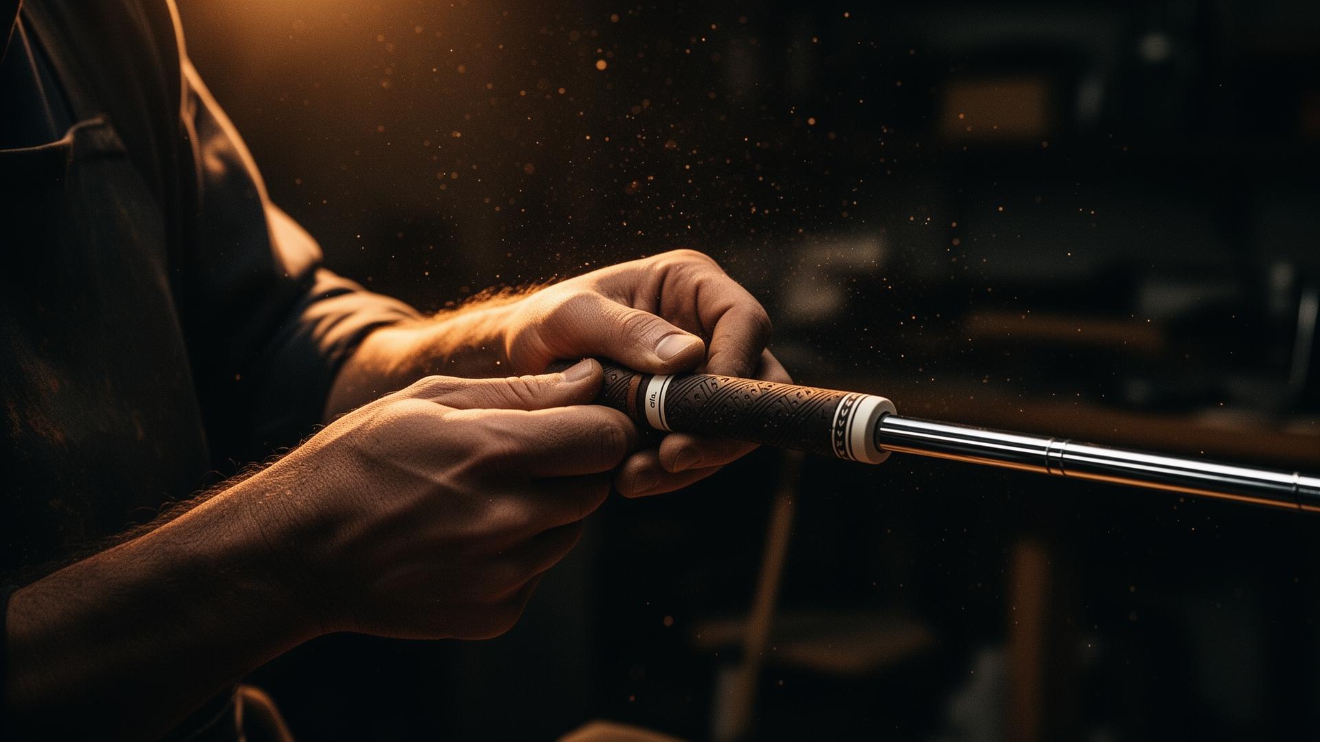 Golf grip work on a club shaft